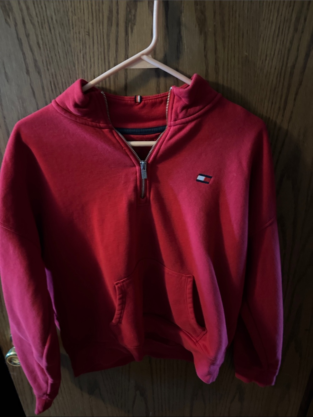 Tommy Hilfiger Red Half-Zip Sweatshirt with Logo